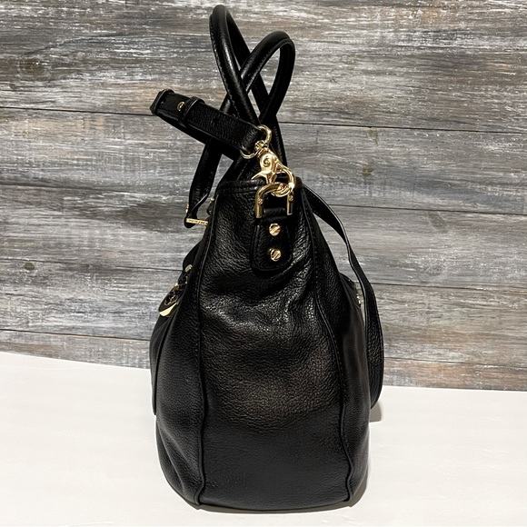 Tory Burch Large Amanda Shoulder Crossbody Handbag Black Leather Gold Hardware - Picture 13 of 16